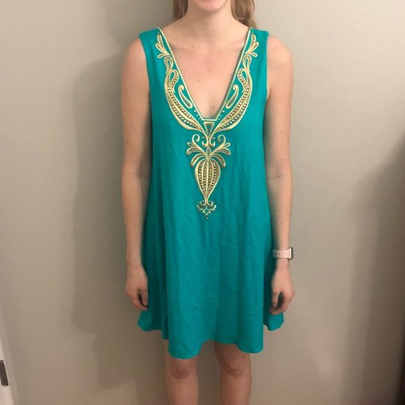 NWOT Lilly Pulitzer Owen Trapeze Dress Agate Green - Picture 8 of 8